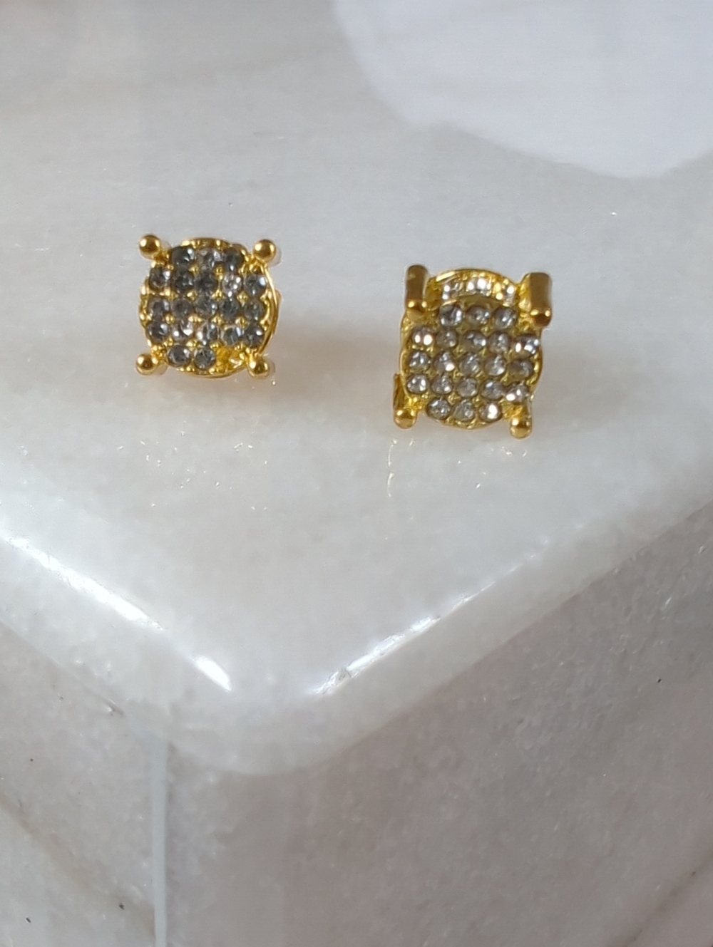 NWT Gold-Tone Pavé Round Stud Earrings
